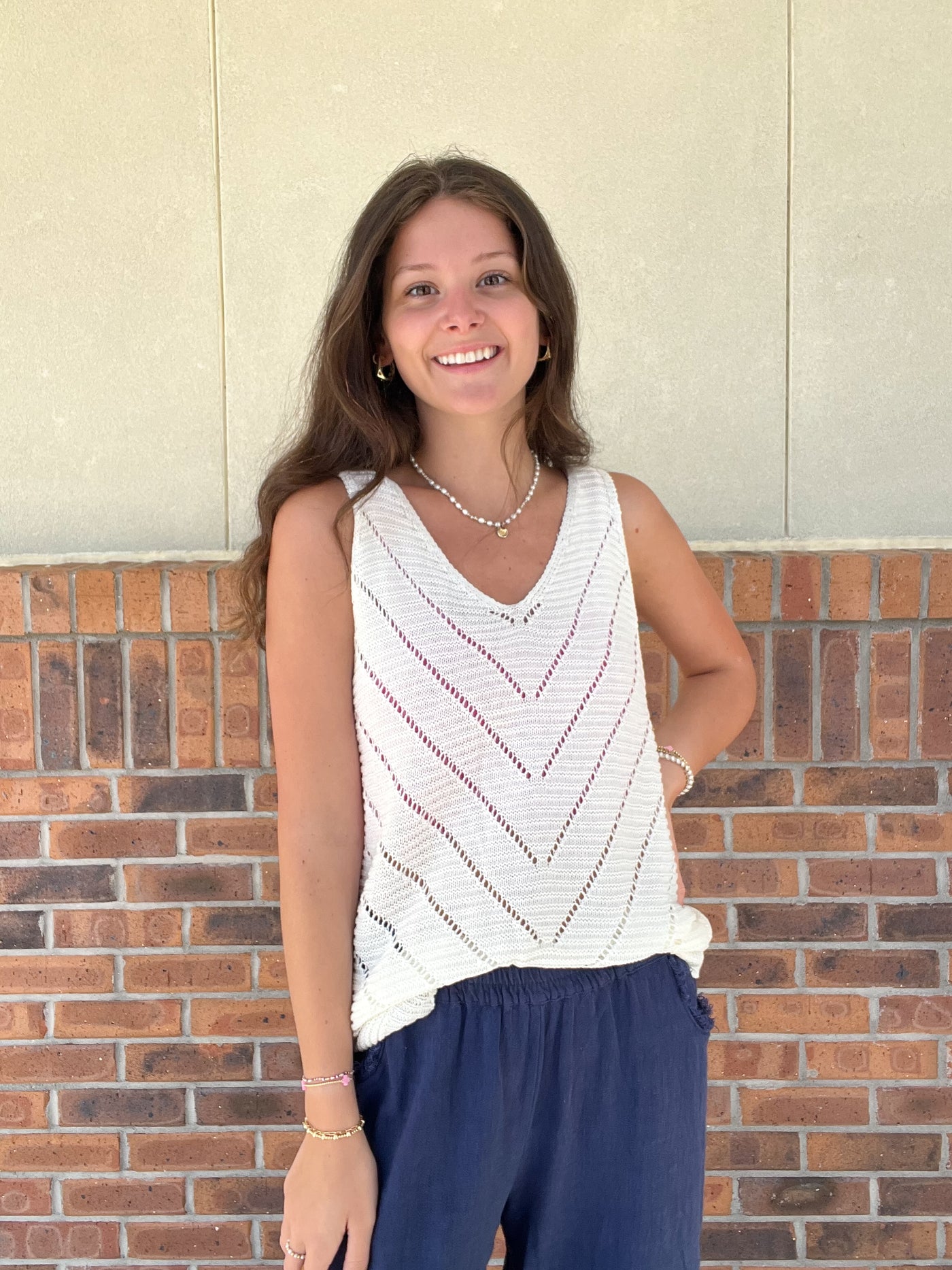 Umgee Open Stitch Knit Tank Top