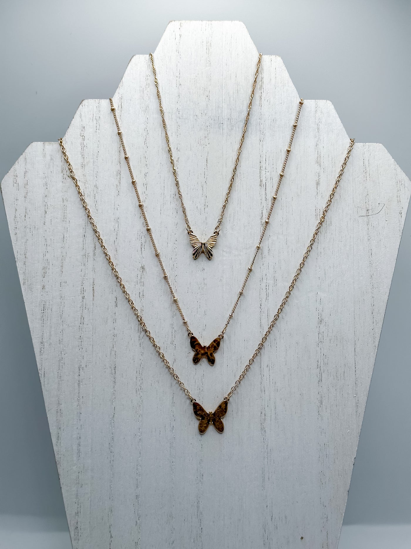 Gold Butterfly 3 Necklace Set