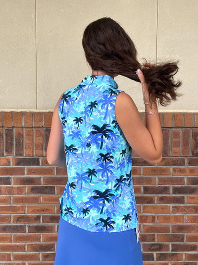 LuLu B Palm Paradise Sleeveless Zip Top
