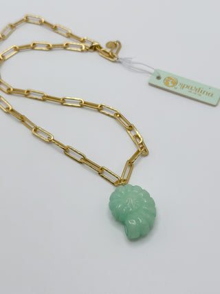 Spartina Carved Moon Shell Necklace 18” Jade