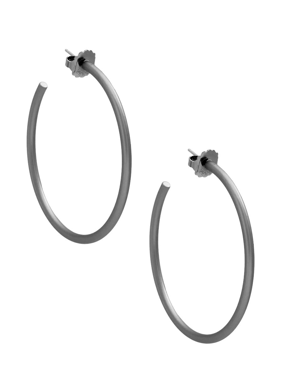 Medium Matte Thin Hoop Earring