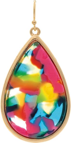 Gold Multicolor Teardrop Earring