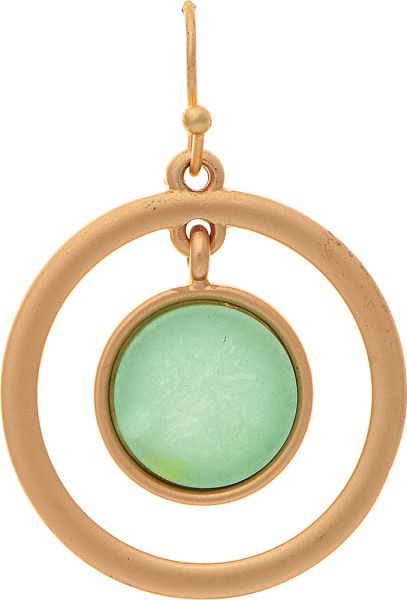 Gold Circle Amazonite Center Earring