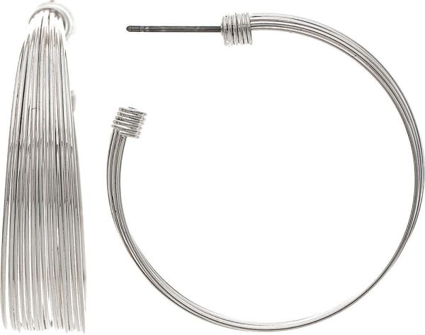 Silver Wide Wire 1.5" Large Post Hoop Earring