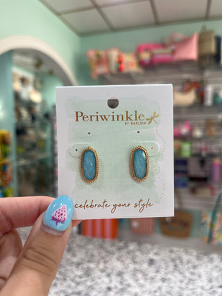 Periwinkle Glitter Gem Stud Earrings