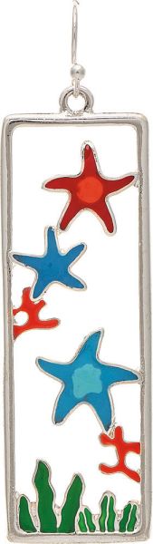 Silver Multicolored Starfish Galaxy Earring