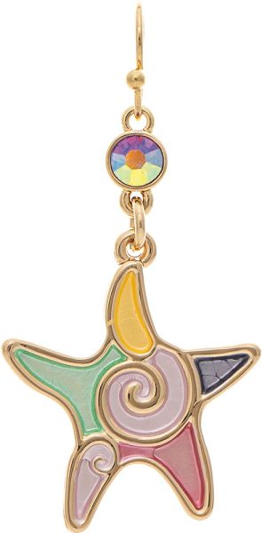 Gold Multicolor Swirl Inlay Starfish Earring