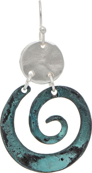 Patina Silver Disc Top Patina Swirl Earring