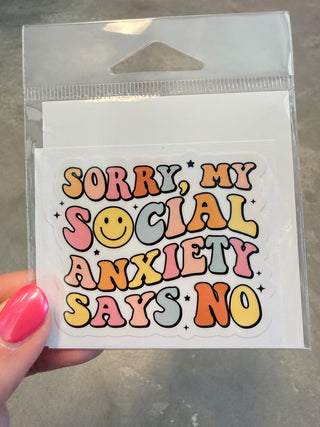 Sorry My Social Anxiety Medium Sticker