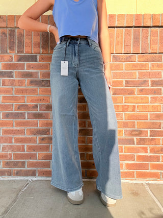 Judy Blue High Waist Liza Palazzo Ocean Fade Blue