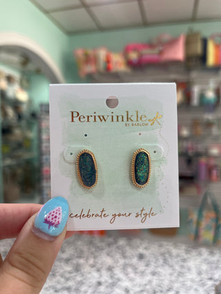 Periwinkle Glitter Gem Stud Earrings