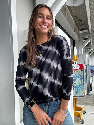 Cotton Slub TieDye Stepped Hem Boxy Tee by Habitat