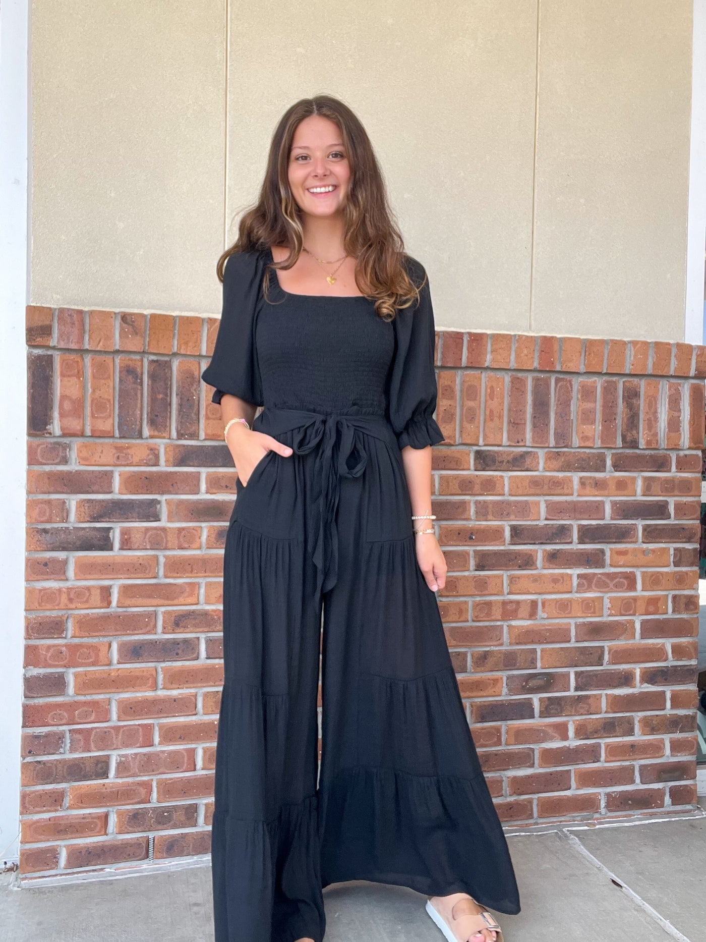 Jenny Wide Leg Smocked Jumpsuit