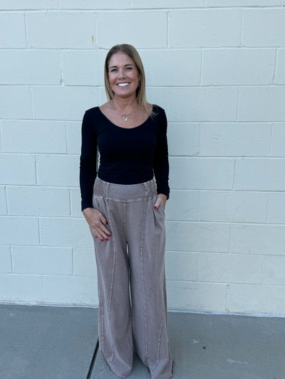 Mineral Wash Smocked Waist Pants by Easel