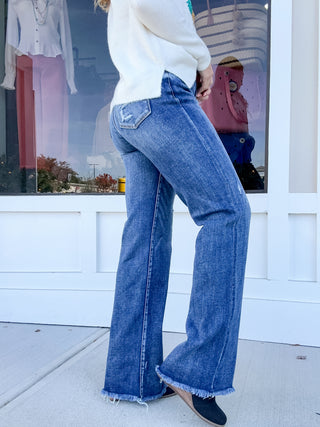 Risen High Rise Long Straight Jeans
