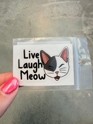 Live Laugh Meow Cat Cell Phone Sticker