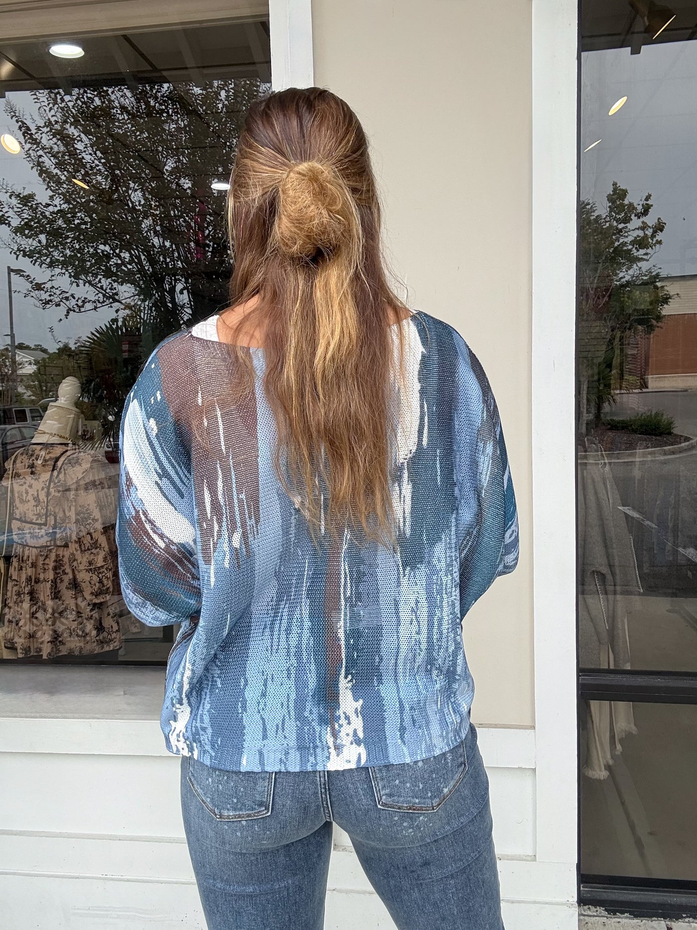 Distressed Blue One Size Sweater