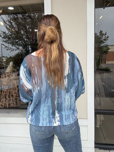 Distressed Blue One Size Sweater