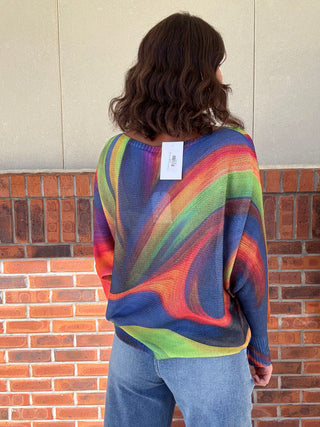 Multi Color Swirls One Size Sweater