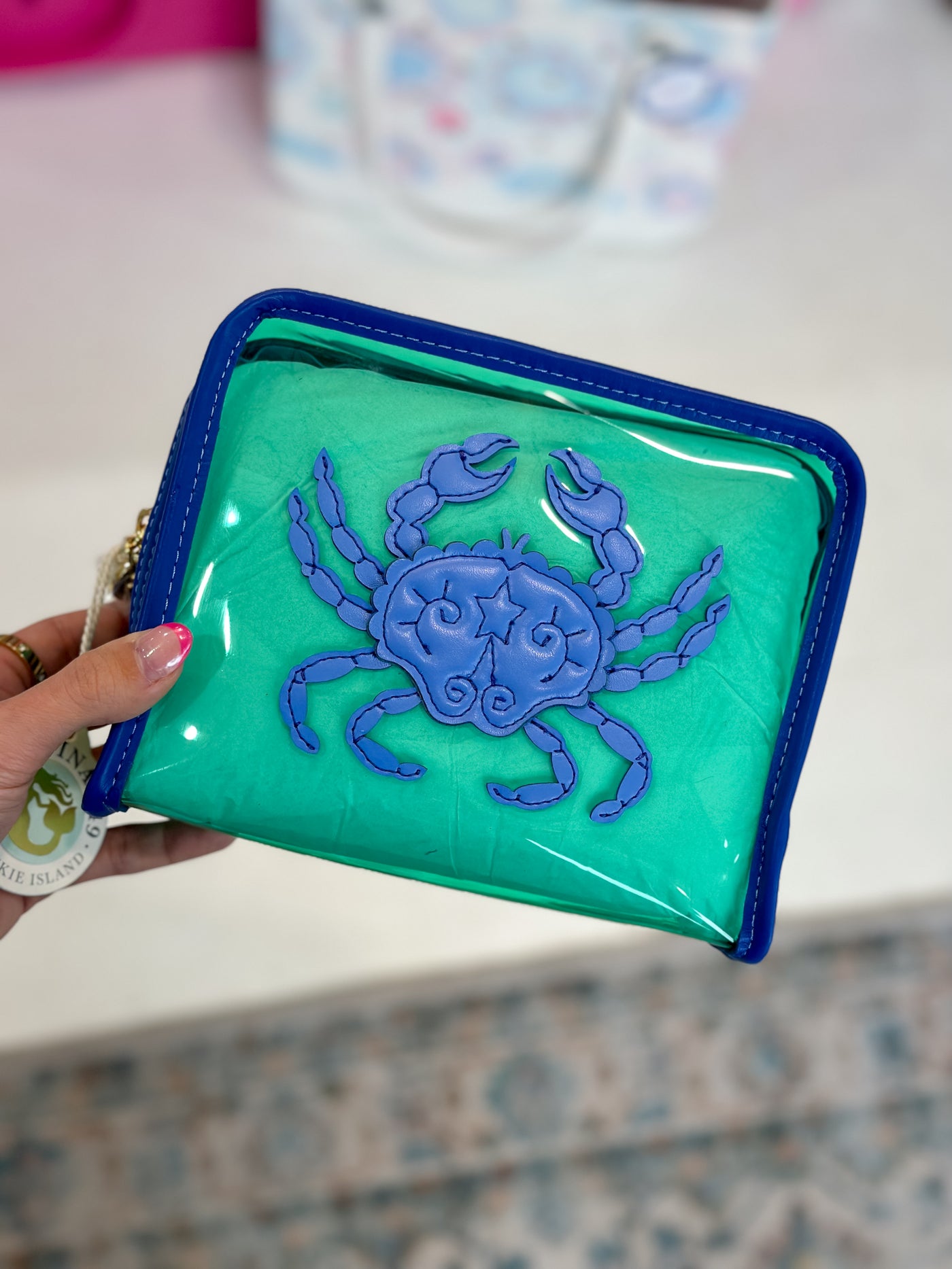 Spartina Clear Cosmetic Case Blue Crab