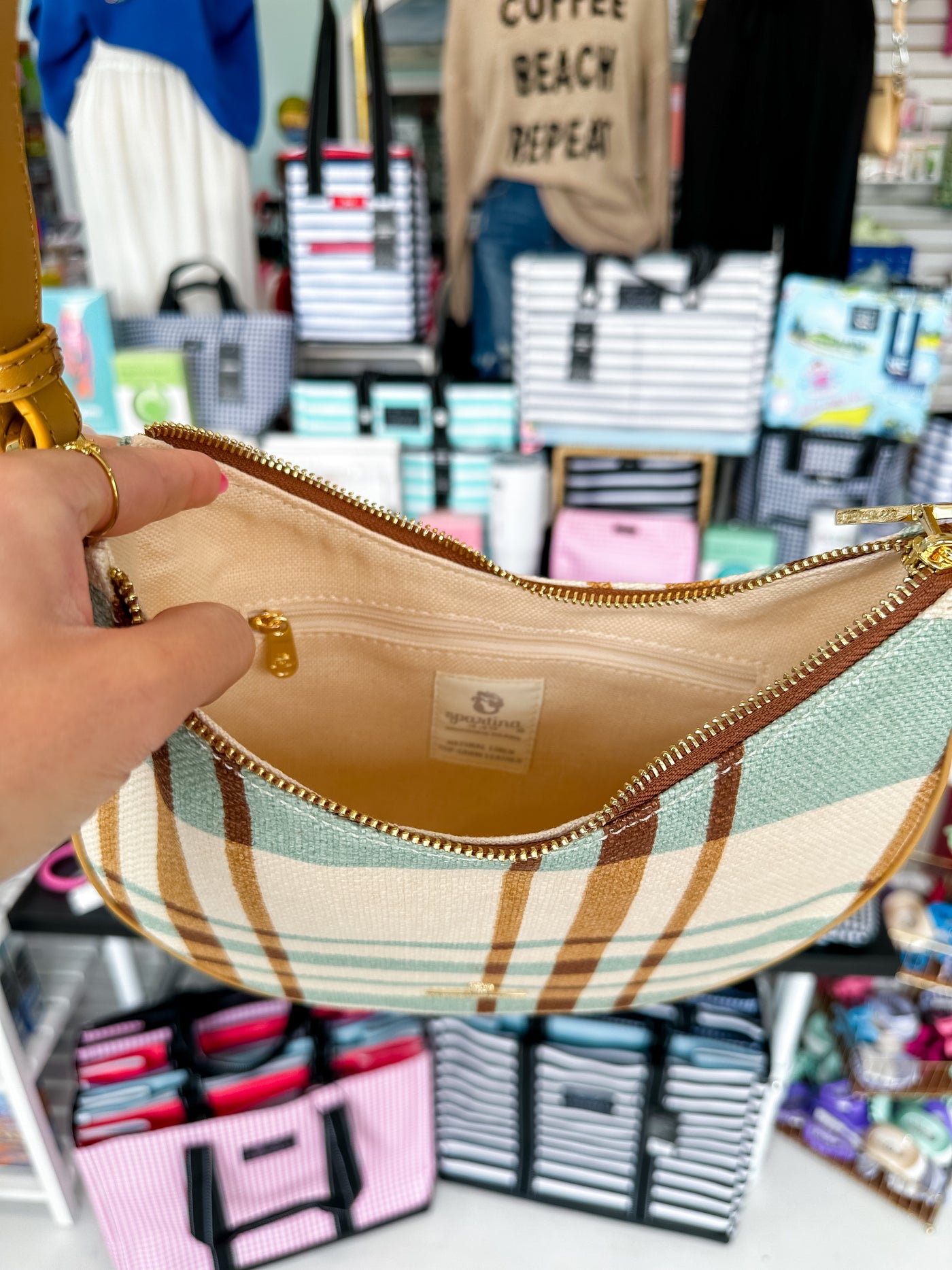 Spartina Zip Hobo Kalalanta Plaid Cream