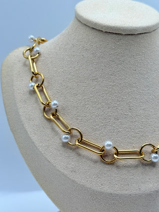 Paperclip & Pearl Necklace