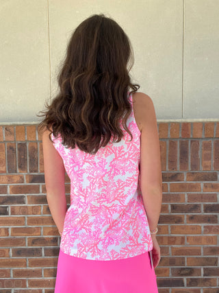 LuLu B Coral Reef Sleeveless Zip Top