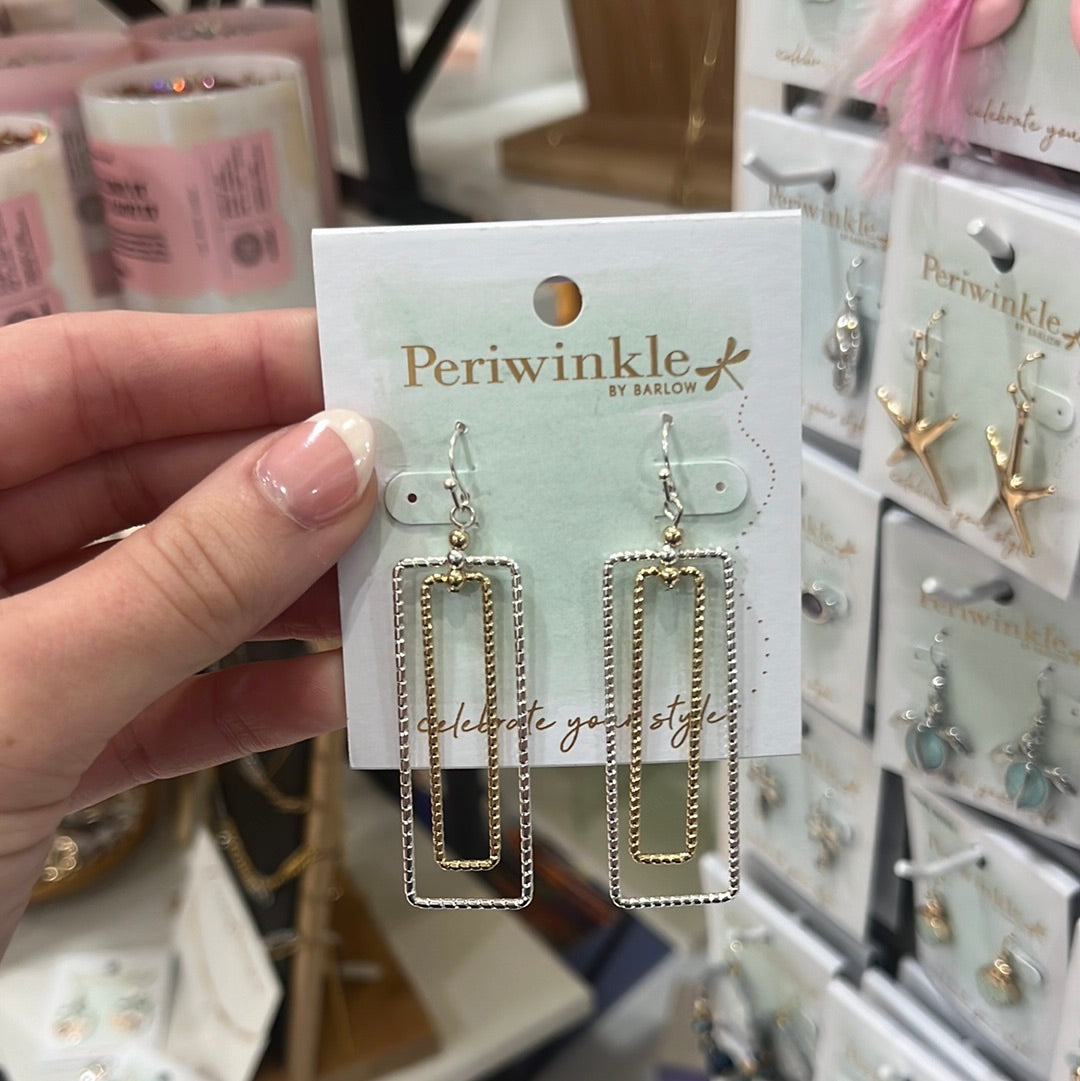 Periwinkle Two-Tone Rectangle Earrings