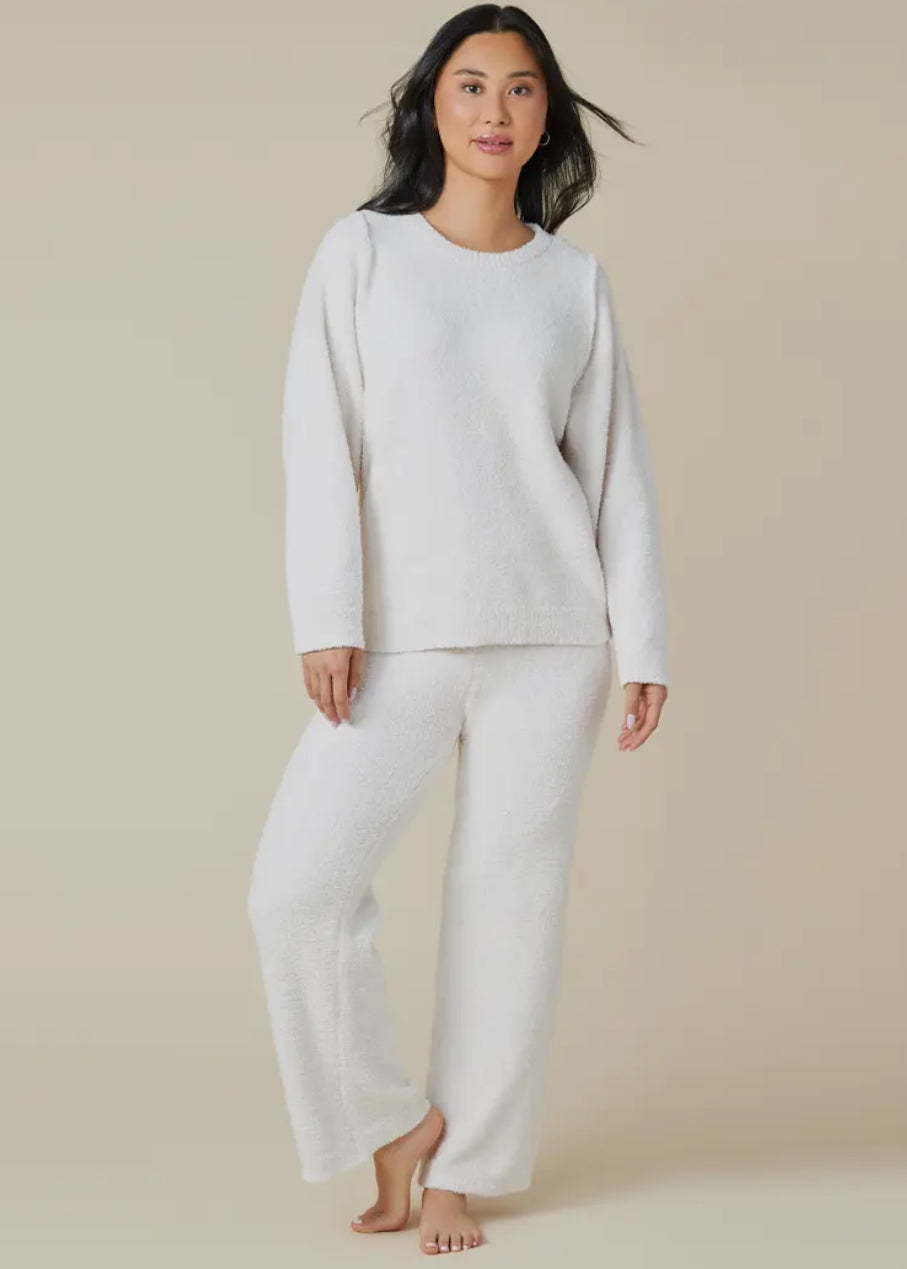 Softies Reverse Seam Marshmallow Crew Neck Lounge Set with Bracelet Sleeve