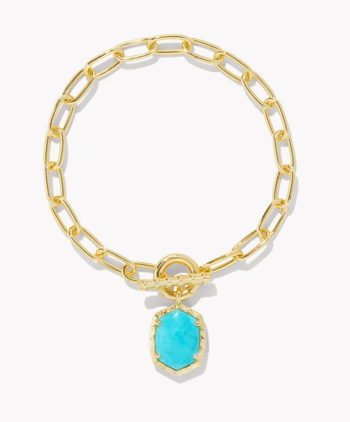 Daphne Gold Link and Chain Bracelet in Variegated Turquoise