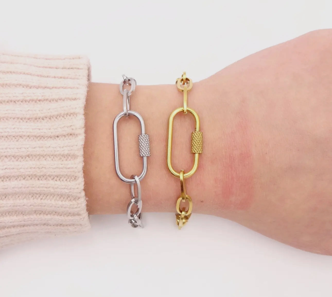 Open Carabiner Paperclip Link Bracelet