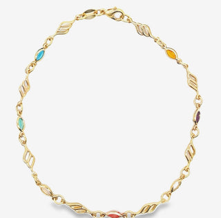 18k Gold Filled Multi Color Charm Anklet - Tarnish Resistant