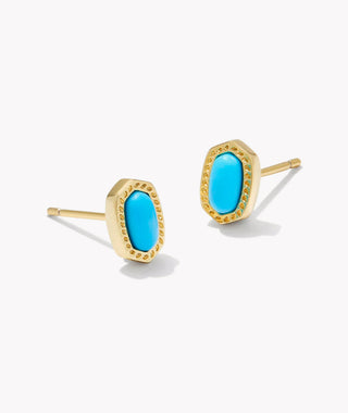 Mini Ellie Gold Stud Earrings in Turquoise Magnesite