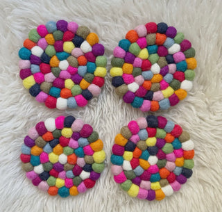 Handcrafted Felt Ball Coaster Sets