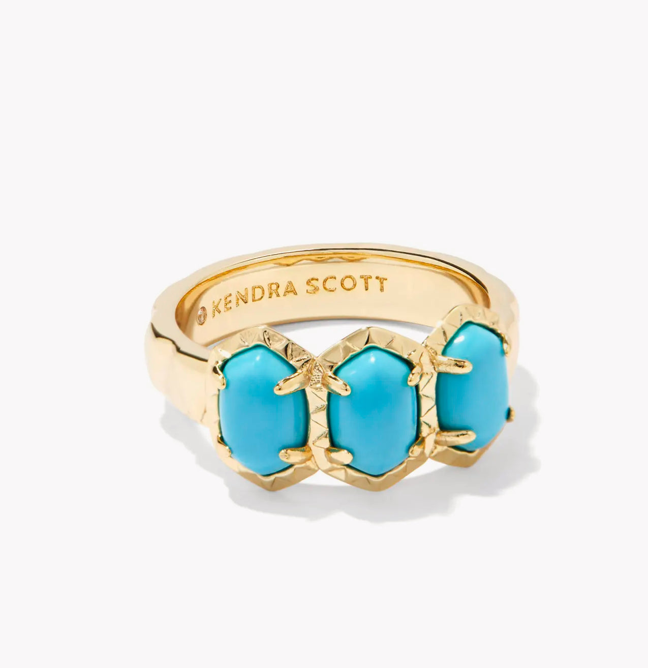 Daphne Gold Band Ring in Variegated Turquoise Magnesite