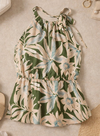 Sleeveless Halter Neck Tie Top