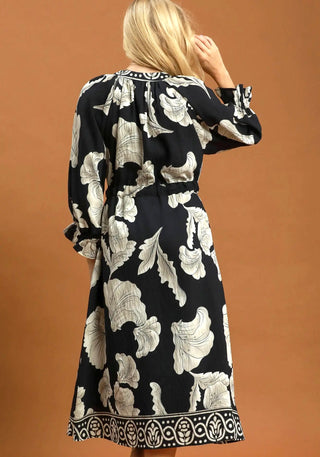 Umgee Midnight Garden Border Print Midi Dress