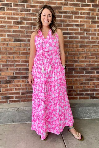 Beachtime Pink Tropics Maxi Dress