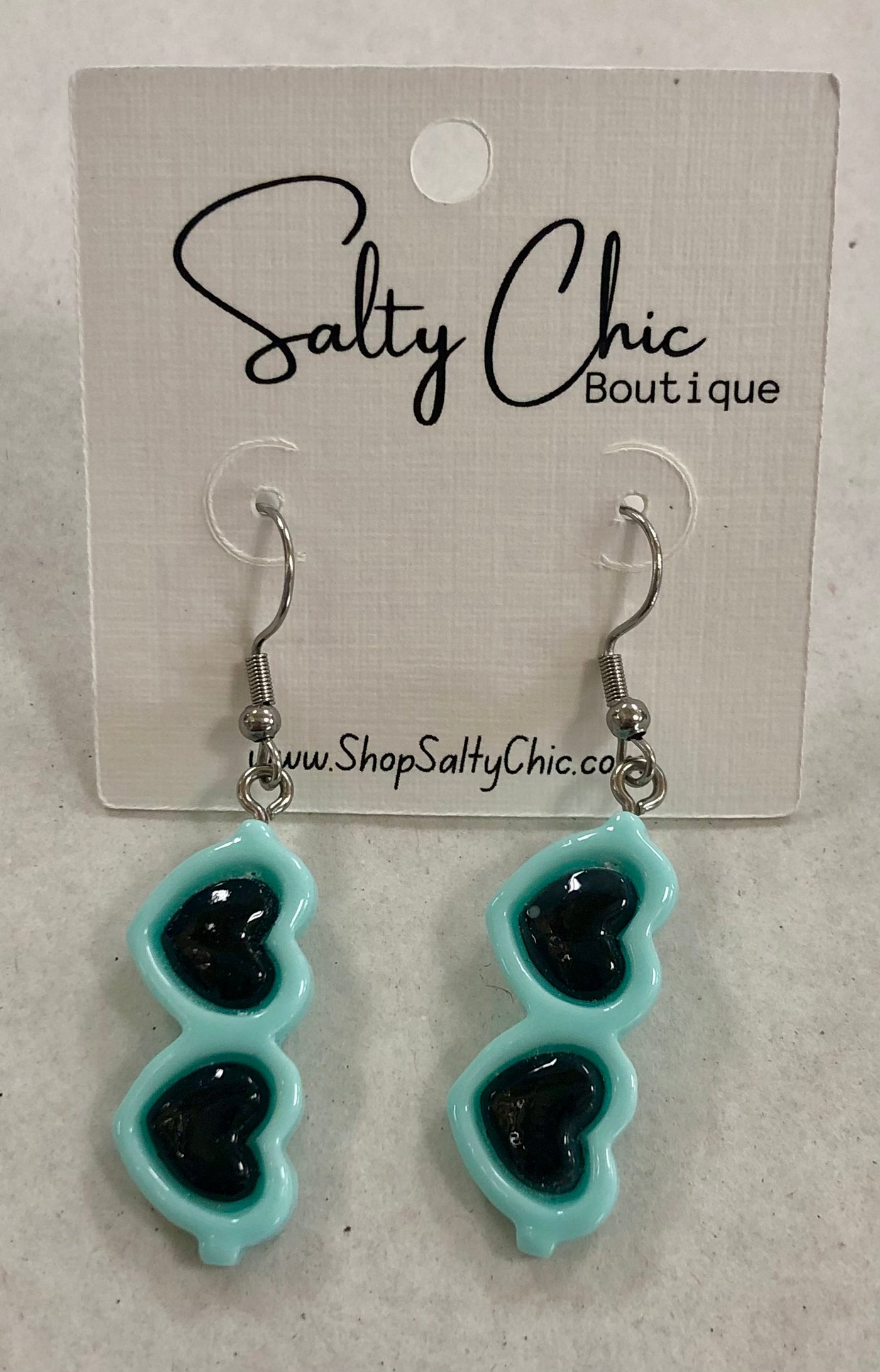 Blue Heart Sunglasses Earrings