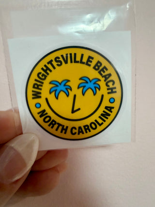 Yellow Wrightsville Beach Smiley Cell Phone Sticker