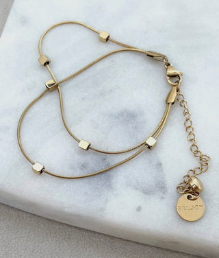 Water Safe Dainty Double Gold Chain Bracelet