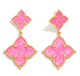 Linked Resin Enamel Swirl Clover Drop Earrings