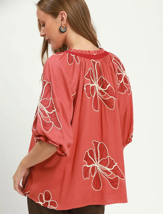 Umgee Autumn Bloom Embroidered Top