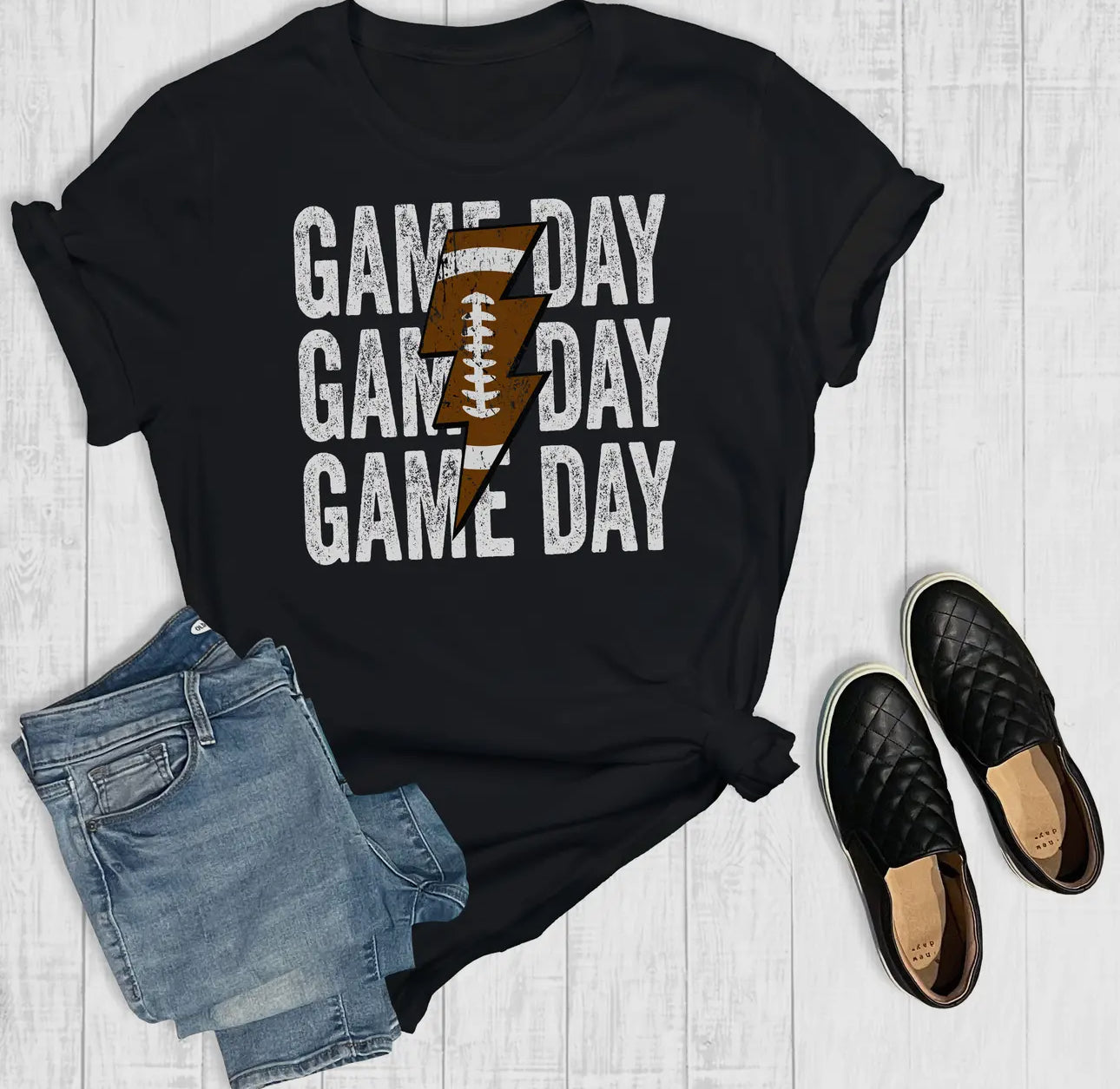 Football Lightning Bolt Game Day Graphic Tee