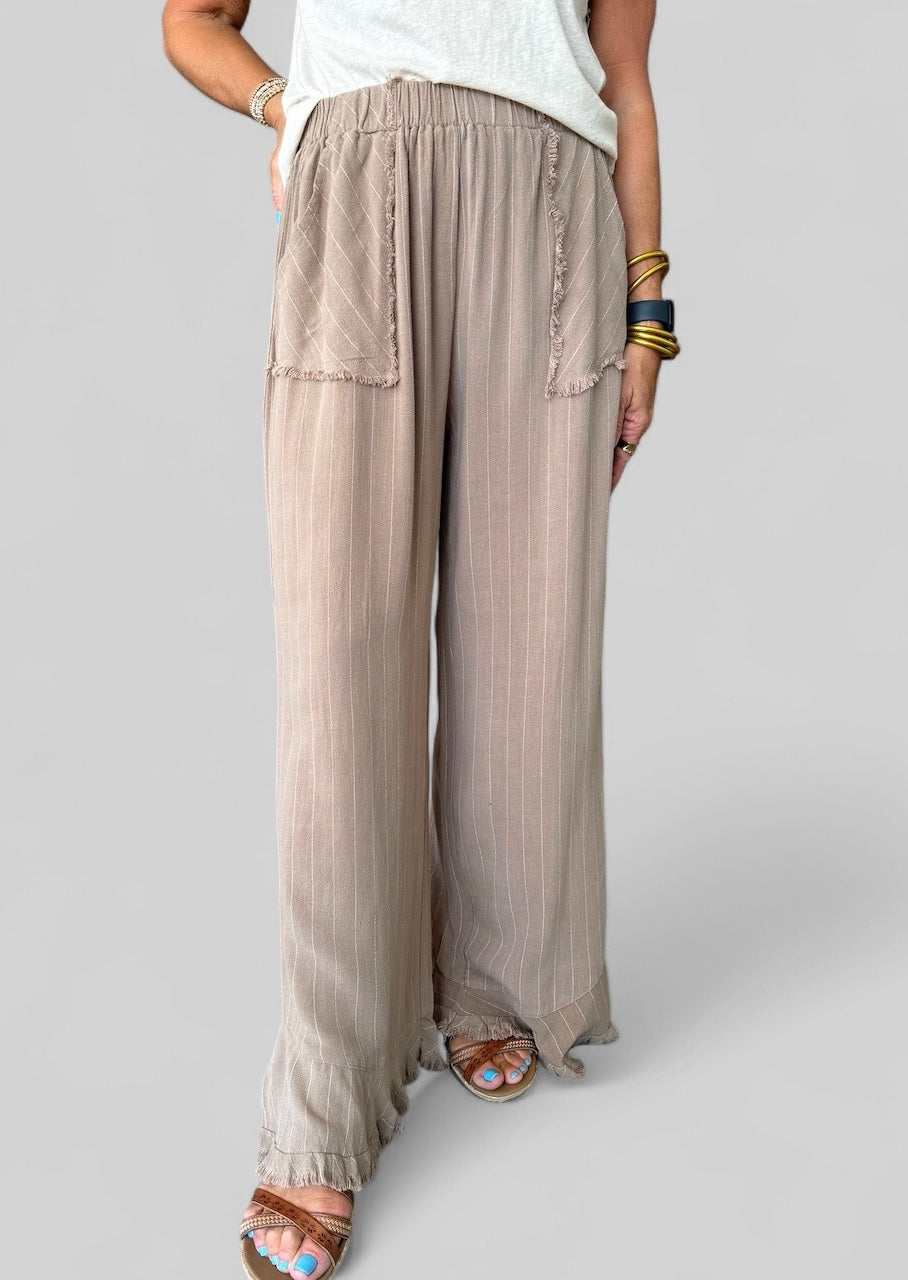 Umgee Linen Stripe Pant