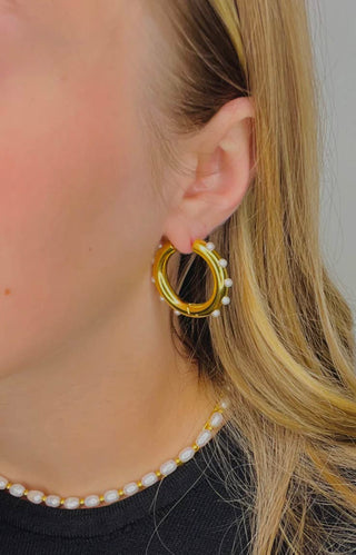 Water Safe Hoop Pearl Earrings