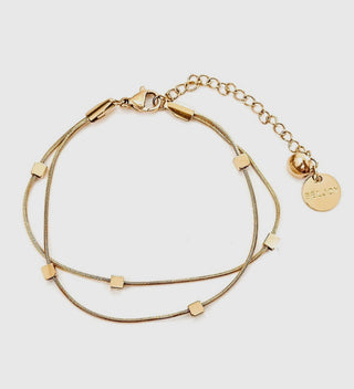 Water Safe Dainty Double Gold Chain Bracelet
