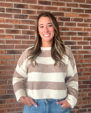 Stripe Fuzzy Knit Sweater