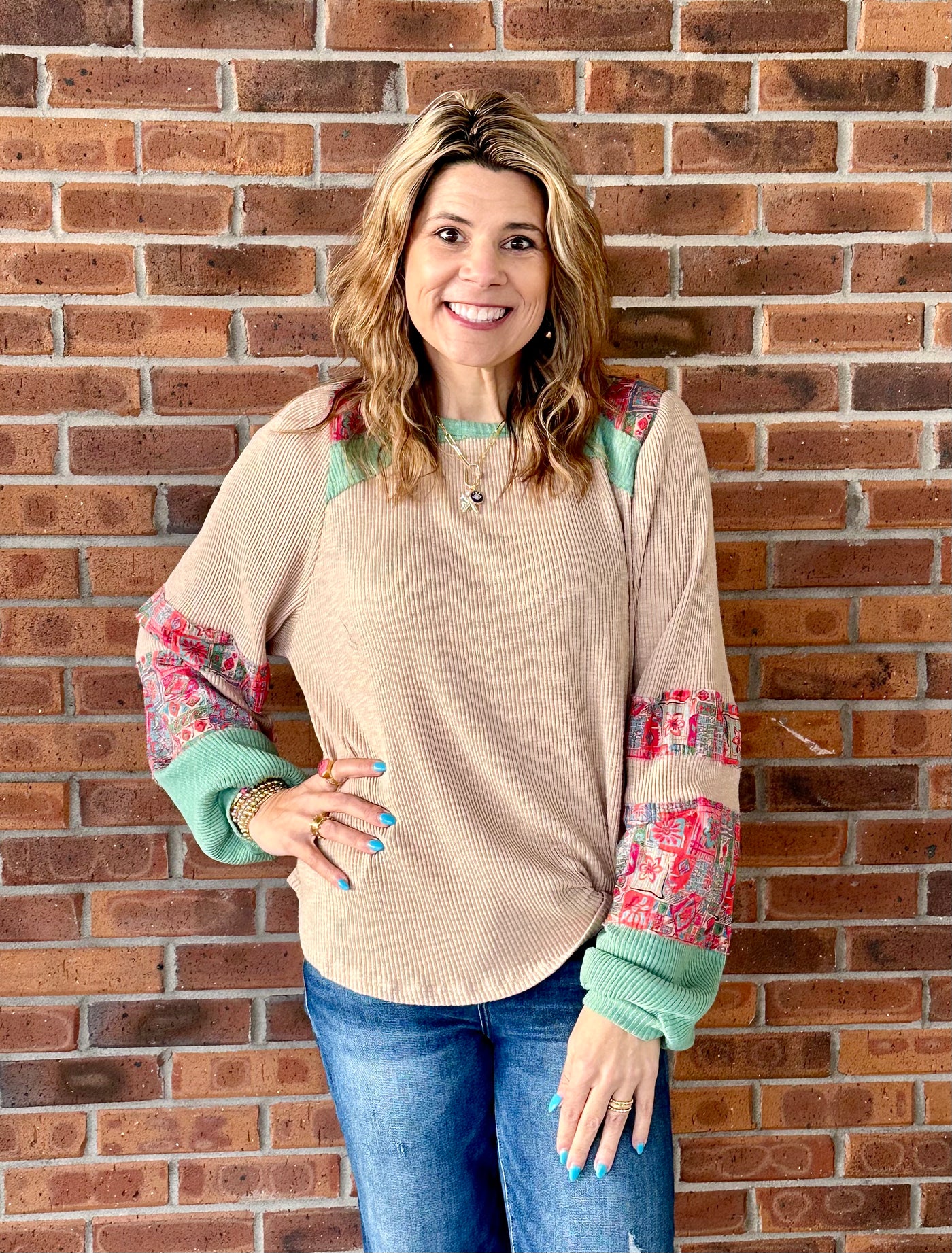 Savannah Textured Long Sleeve Top by Easel