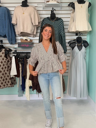 Anika Striped Puff Sleeve Blouse